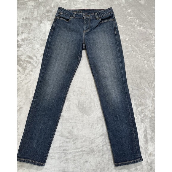 Talbots Jeans Women's Size 4P/27 Blue Denim‎ Curvy Slim Ankle Button Pockets EUC - Picture 1 of 8